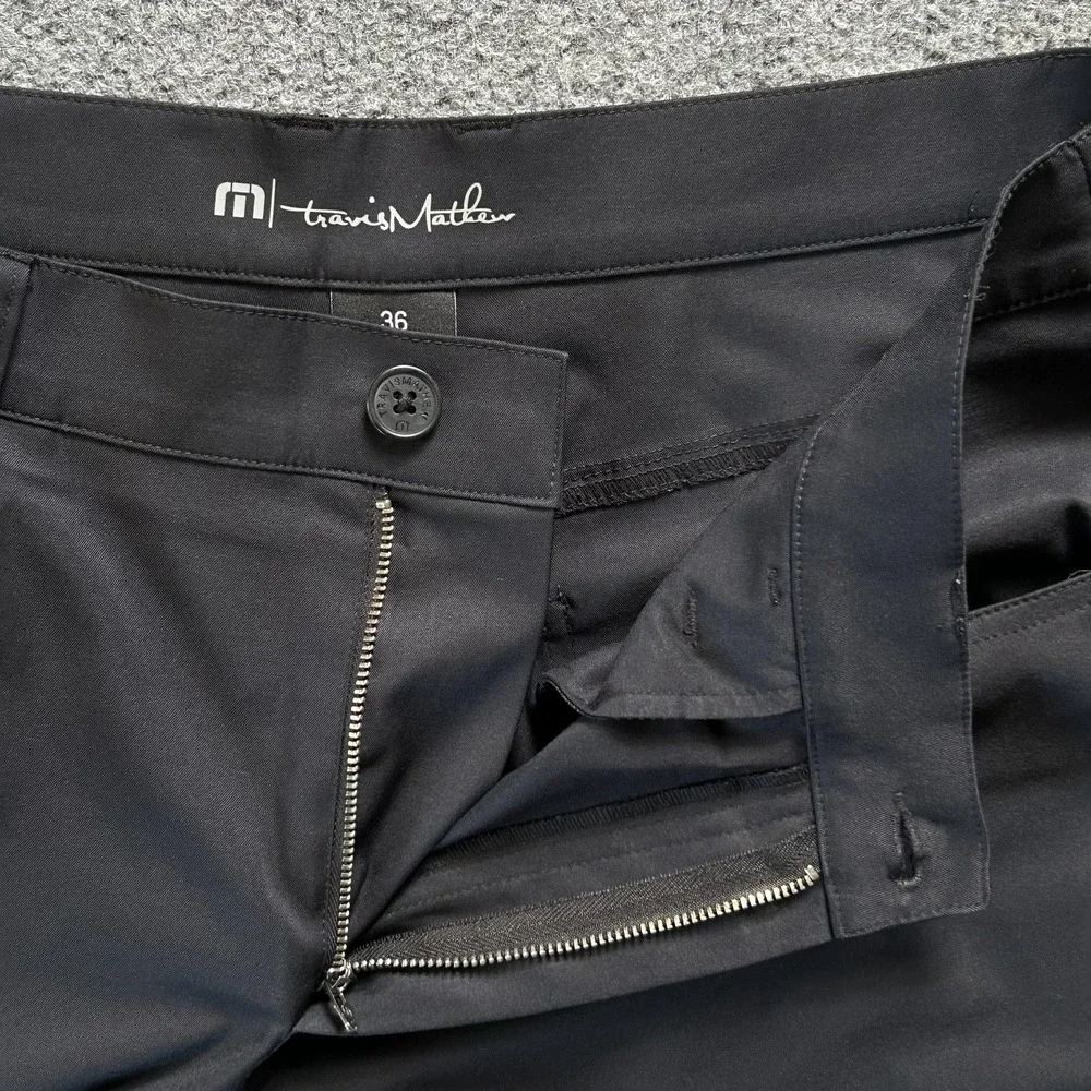 TravisMathew Pants Mens 36 Black Performance Golf 5 Pocket Stretch Polyester‎